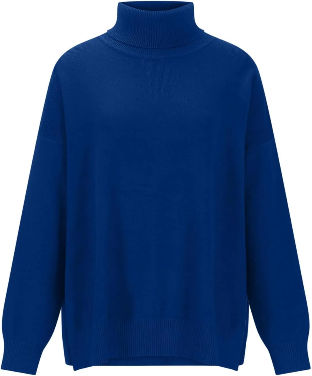 Women's Turtleneck Oversized Sweaters 2024 Fall Casual Loose Long Sleeve Split Hem Tunic Pullover Sweater Knit Tops