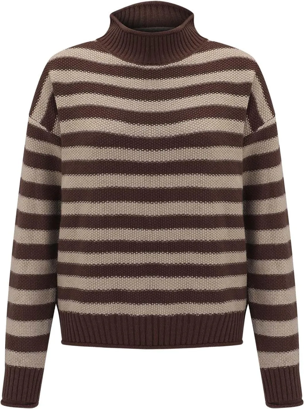 Women's Turtleneck Sweater 2024 Sleeve Knit Solid Color Sweater Pullover Top Fall Tops Cute