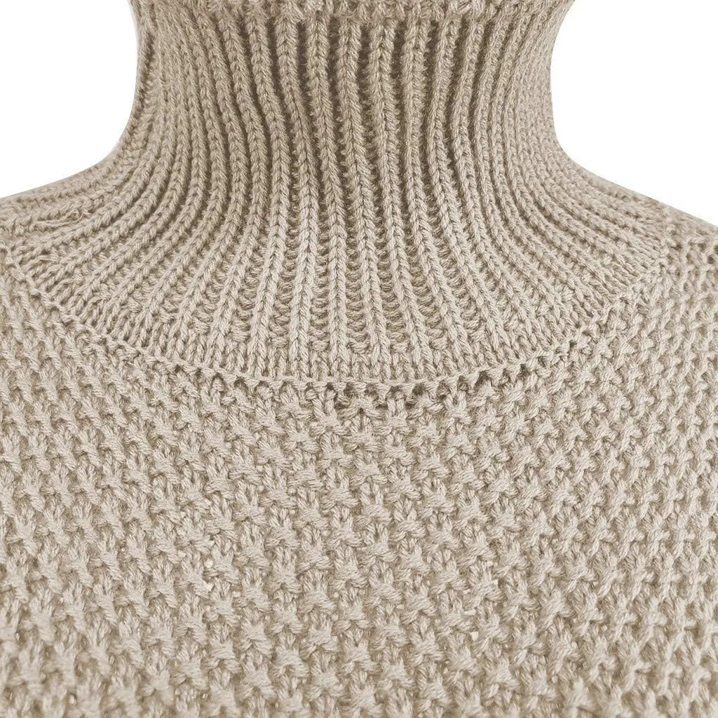 Womens Turtleneck Sweater Oversized Knit Sweater Chunky Pullover Sweater Vintage Jumper Top Winter Casual Tunic Top
