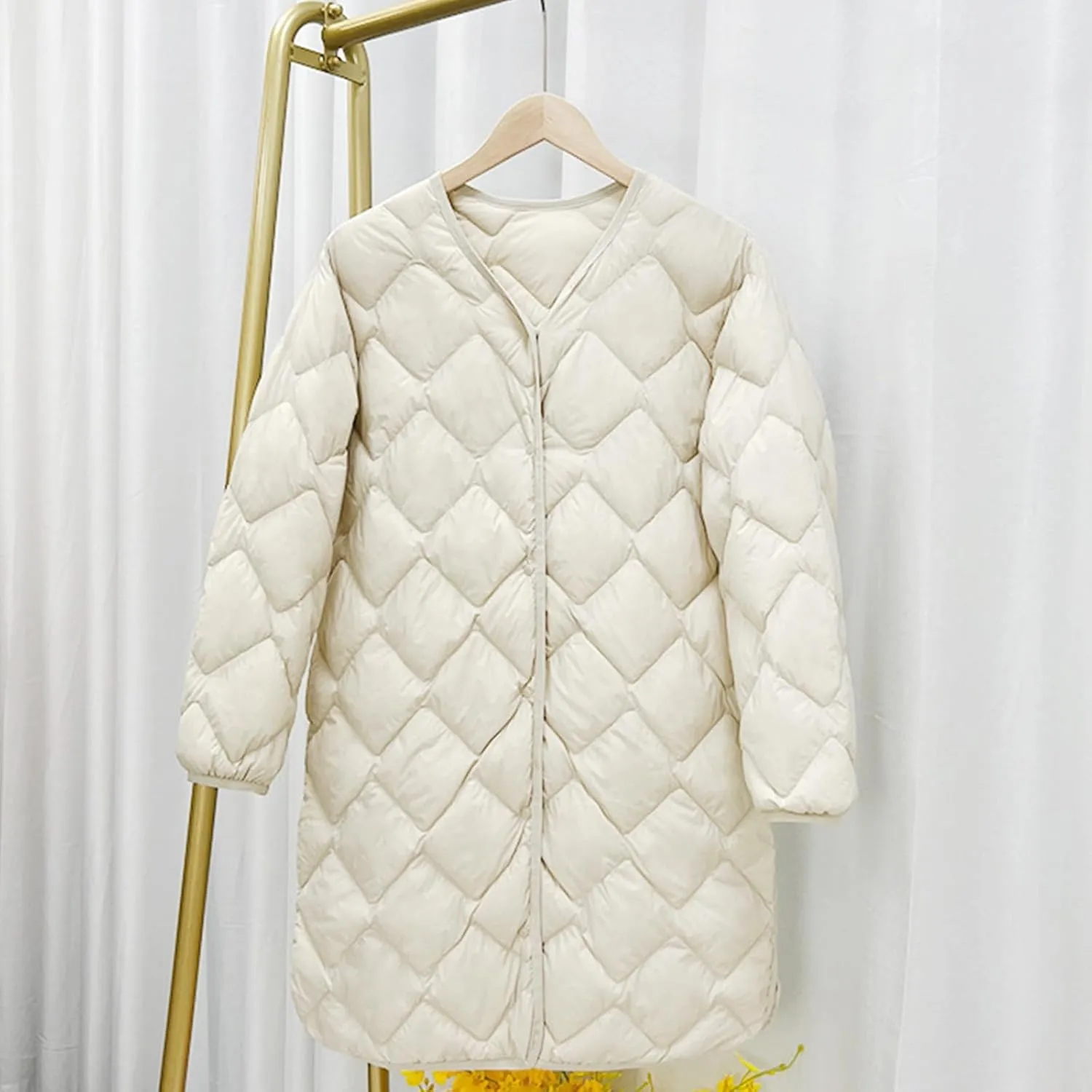 Women's Winter Coats Lightweight Quilted Jackets Casual Button Down Thicken Warm Puffer Jackets Long Down Coats Outwear
