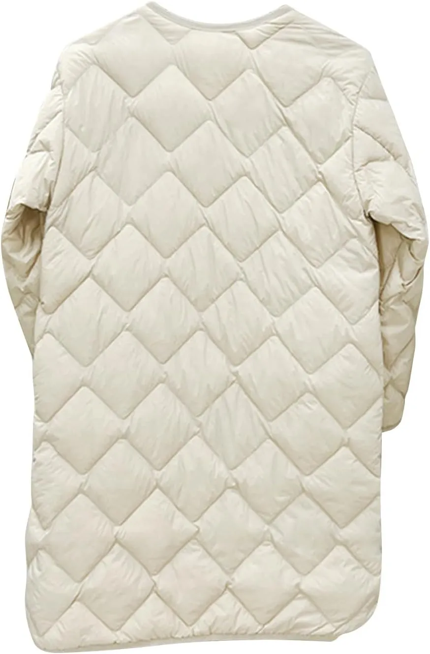 Women's Winter Coats Lightweight Quilted Jackets Casual Button Down Thicken Warm Puffer Jackets Long Down Coats Outwear