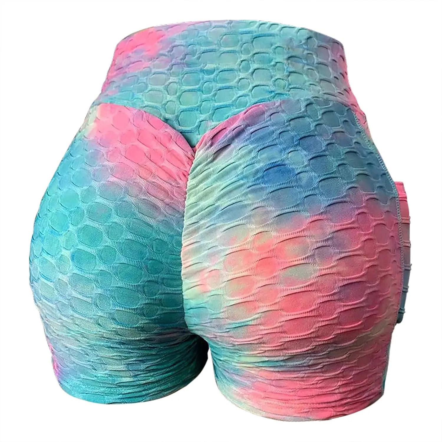 Womens Workout Scrunch Shorts Tie Dye Contour Gym Yoga Stretch Skinny Shorts Honeycomb Butt Lifting Athletic Shorts