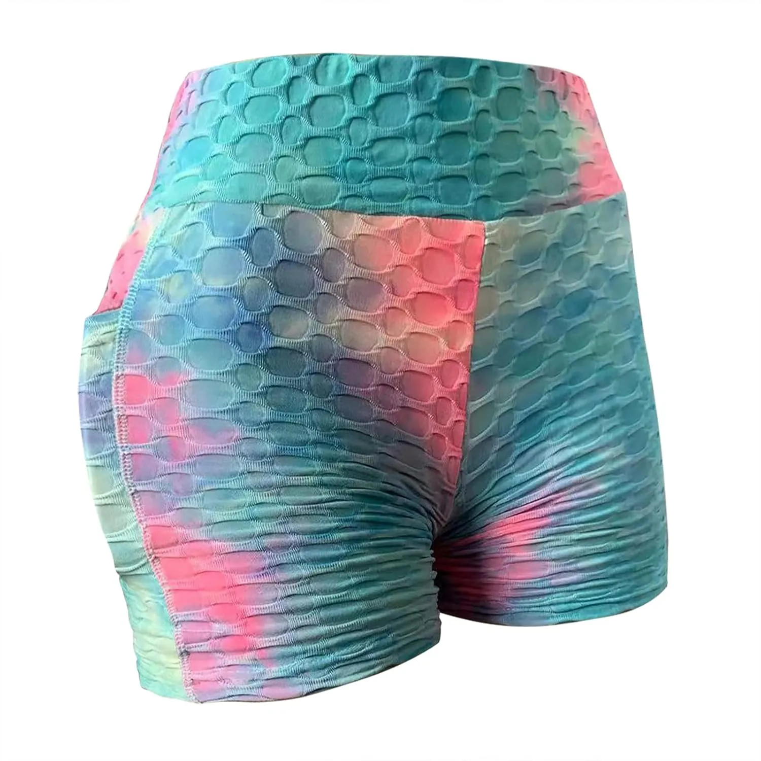 Womens Workout Scrunch Shorts Tie Dye Contour Gym Yoga Stretch Skinny Shorts Honeycomb Butt Lifting Athletic Shorts