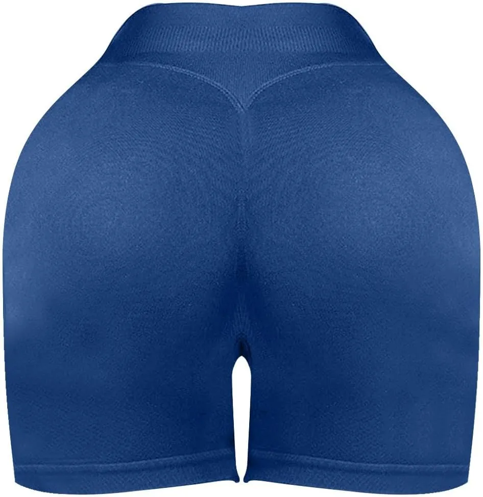 Womens Yoga Shorts Seamless Stretchy Butt Lifting Shorts High Waisted Athletic Gym Fitness Yoga Contour Sculpt Shorts