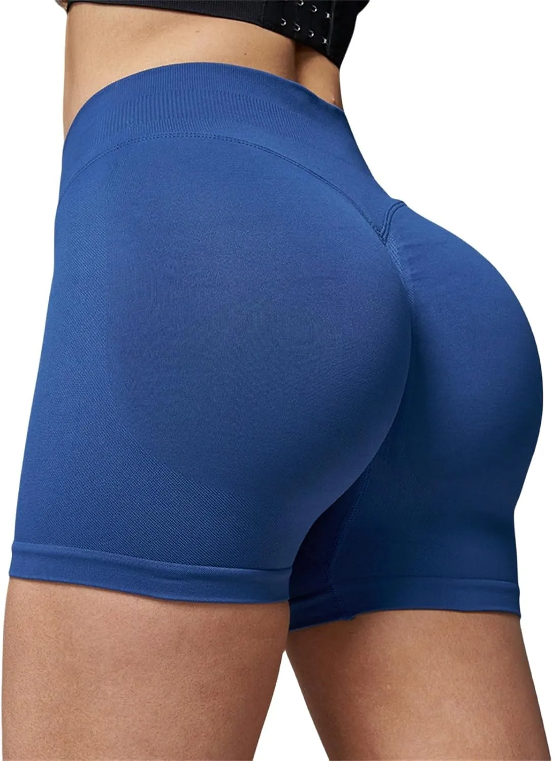 Womens Yoga Shorts Seamless Stretchy Butt Lifting Shorts High Waisted Athletic Gym Fitness Yoga Contour Sculpt Shorts