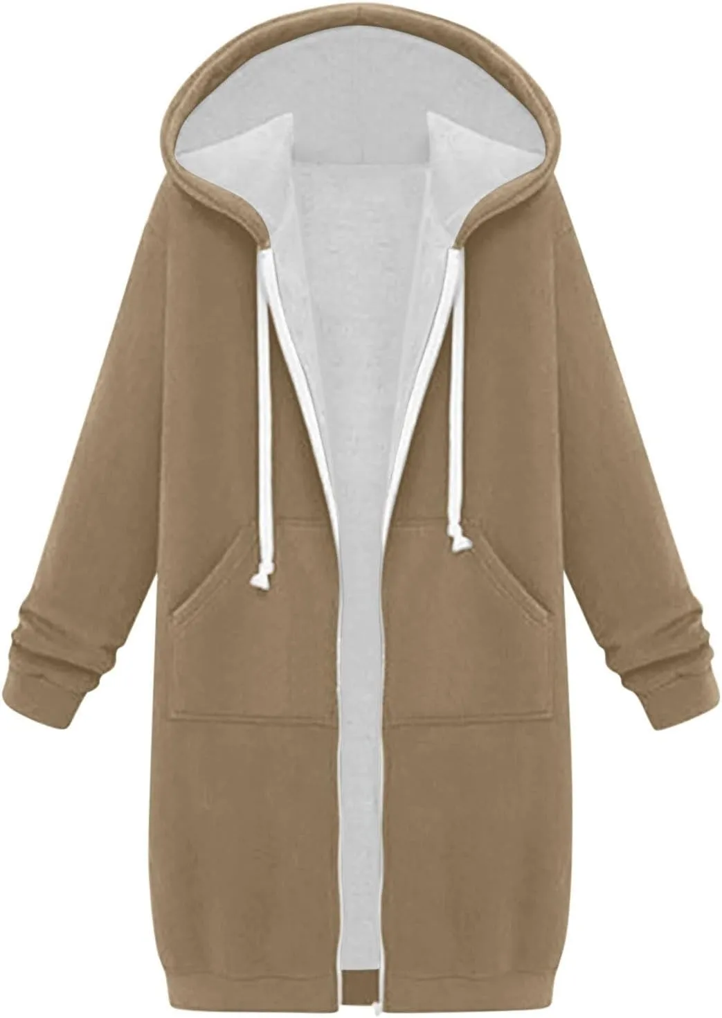Women's Zip Up Hoodies Oversized Fleece Long Tunic Sweatshirts Casual Long Sleeve 2024 Fall Trendy Jacket Coat