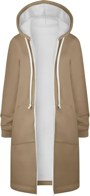 Women's Zip Up Hoodies Oversized Fleece Long Tunic Sweatshirts Casual Long Sleeve 2024 Fall Trendy Jacket Coat