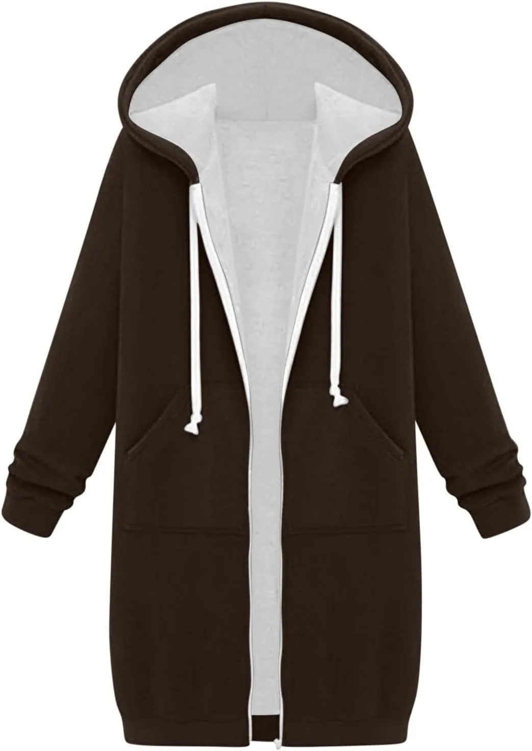 Women's Zip Up Hoodies Oversized Fleece Long Tunic Sweatshirts Casual Long Sleeve 2024 Fall Trendy Jacket Coat
