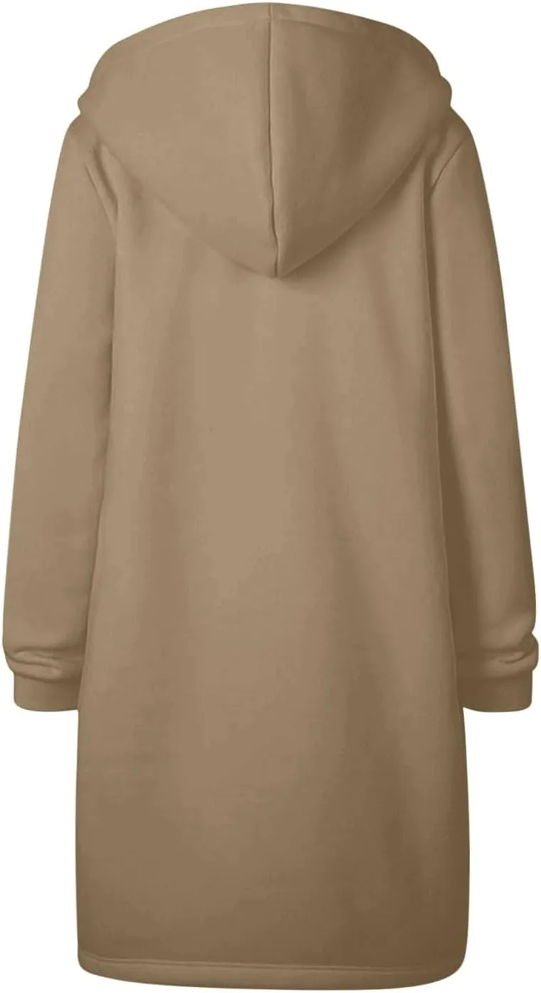 Women's Zip Up Hoodies Oversized Fleece Long Tunic Sweatshirts Casual Long Sleeve 2024 Fall Trendy Jacket Coat