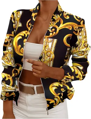 Womens Zip Up Sweatshirts Jackets Long Sleeve Casual Loose Outwear with Pockets Bomber Jacket Outdoor Windbreaker