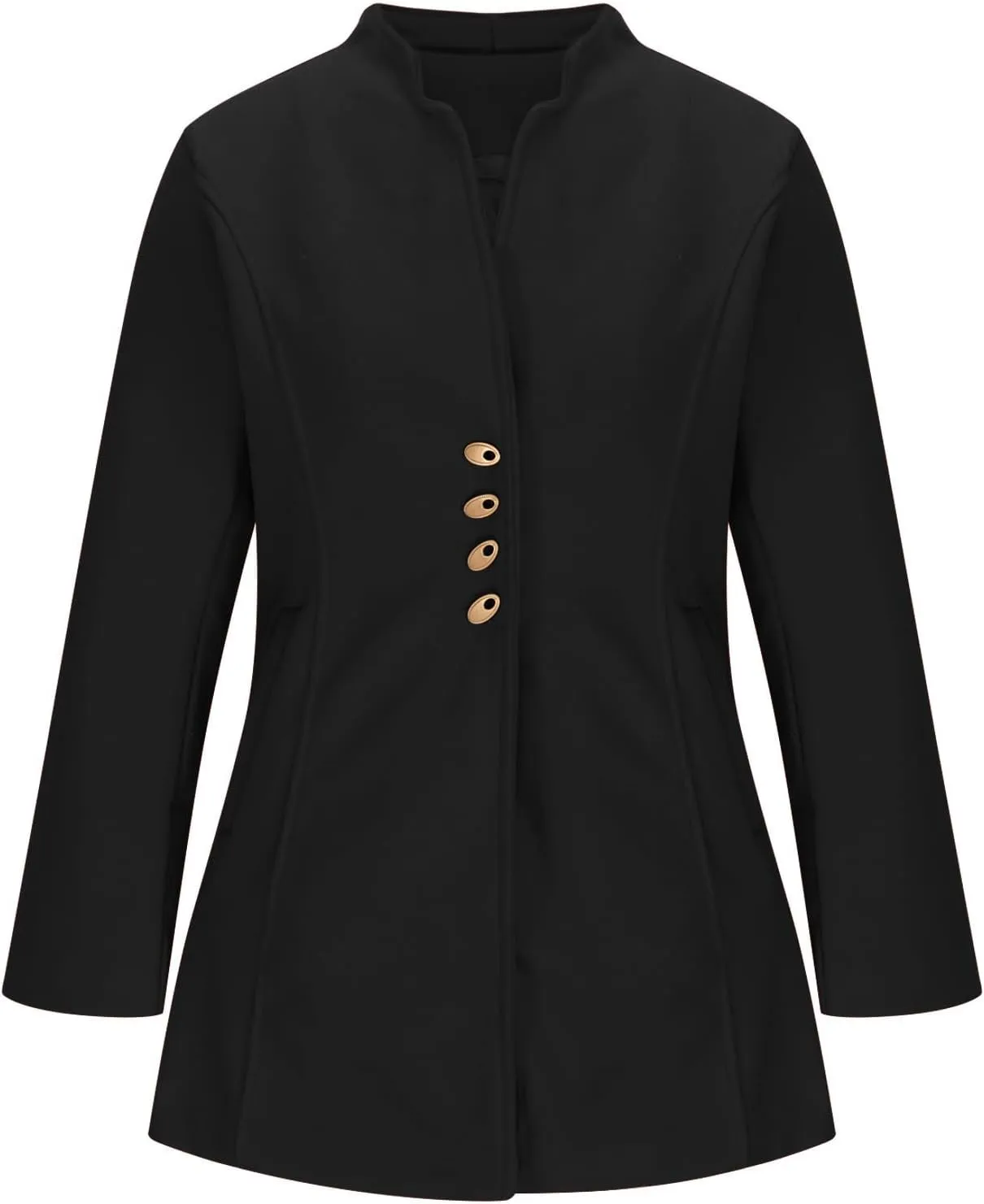 Wool Trench Coat Women Single Breasted Pea Coat Notch Collar Blazer Casual Work Jacket Plus Size Fall Winter Jackets