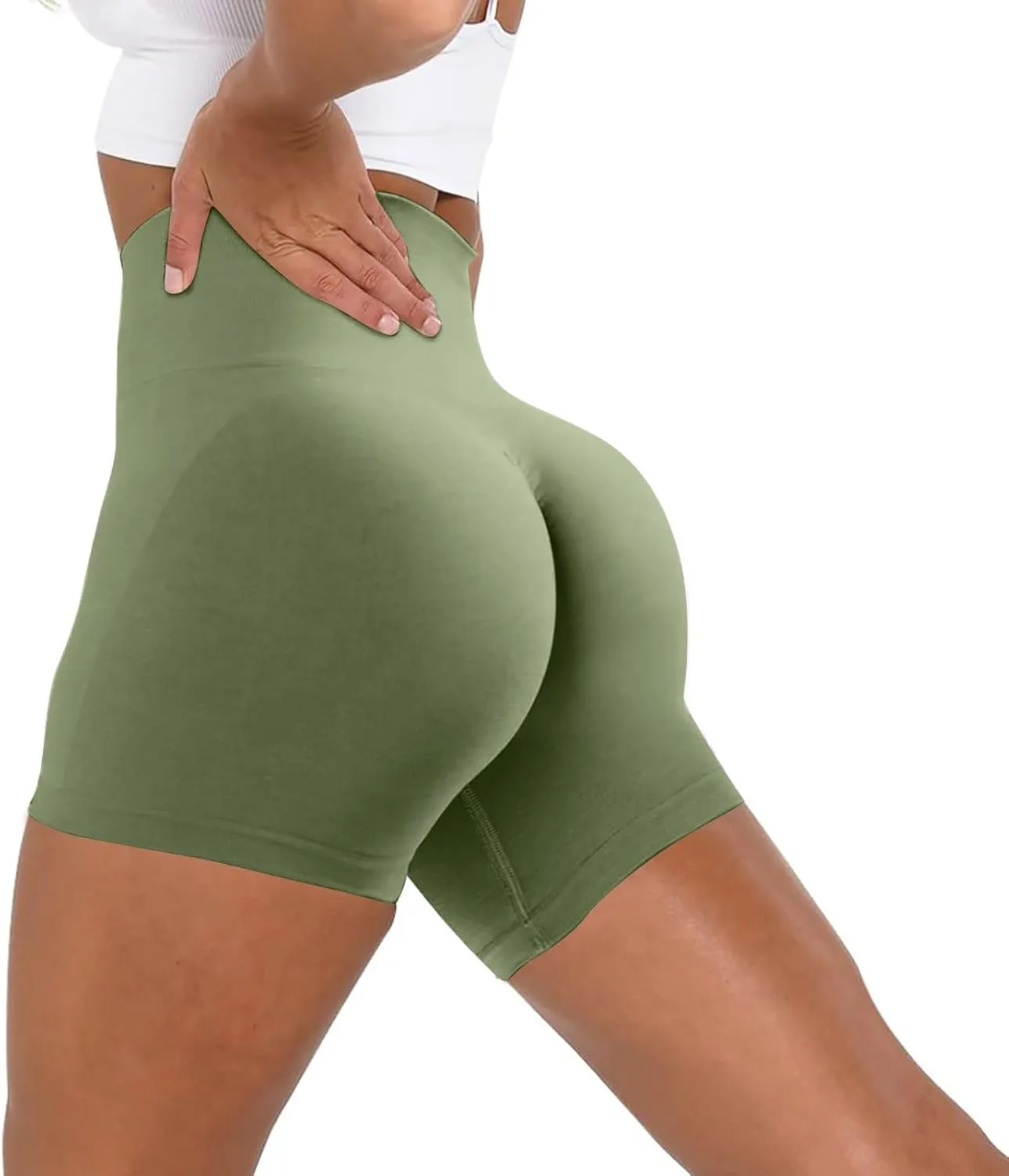Workout Shorts Women Seamless Scrunch Butt Lifting High Waisted Tummy Control Yoga Gym Shorts