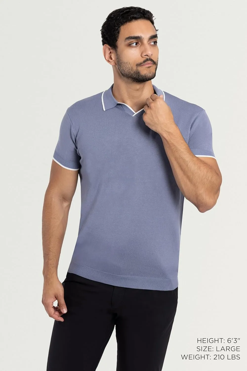 X RAY Mens Knit Polo Sweater Short Sleeve, Fashionable Sweater Polo Top Knitted Tops for Men