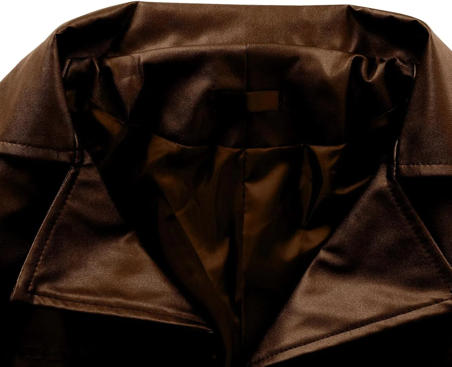 Xiaojmake Men's Black Leather Trench Coat Full Length Classic German Coat Double Breasted Pea Coats Long Duster Overcoat