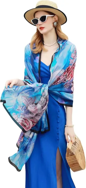 Xinmurffy Mulberry Silk Winter Travel Scarf for Women Lightweight Bandana Large Pashmina Shawls and Wraps for Evening Dresses