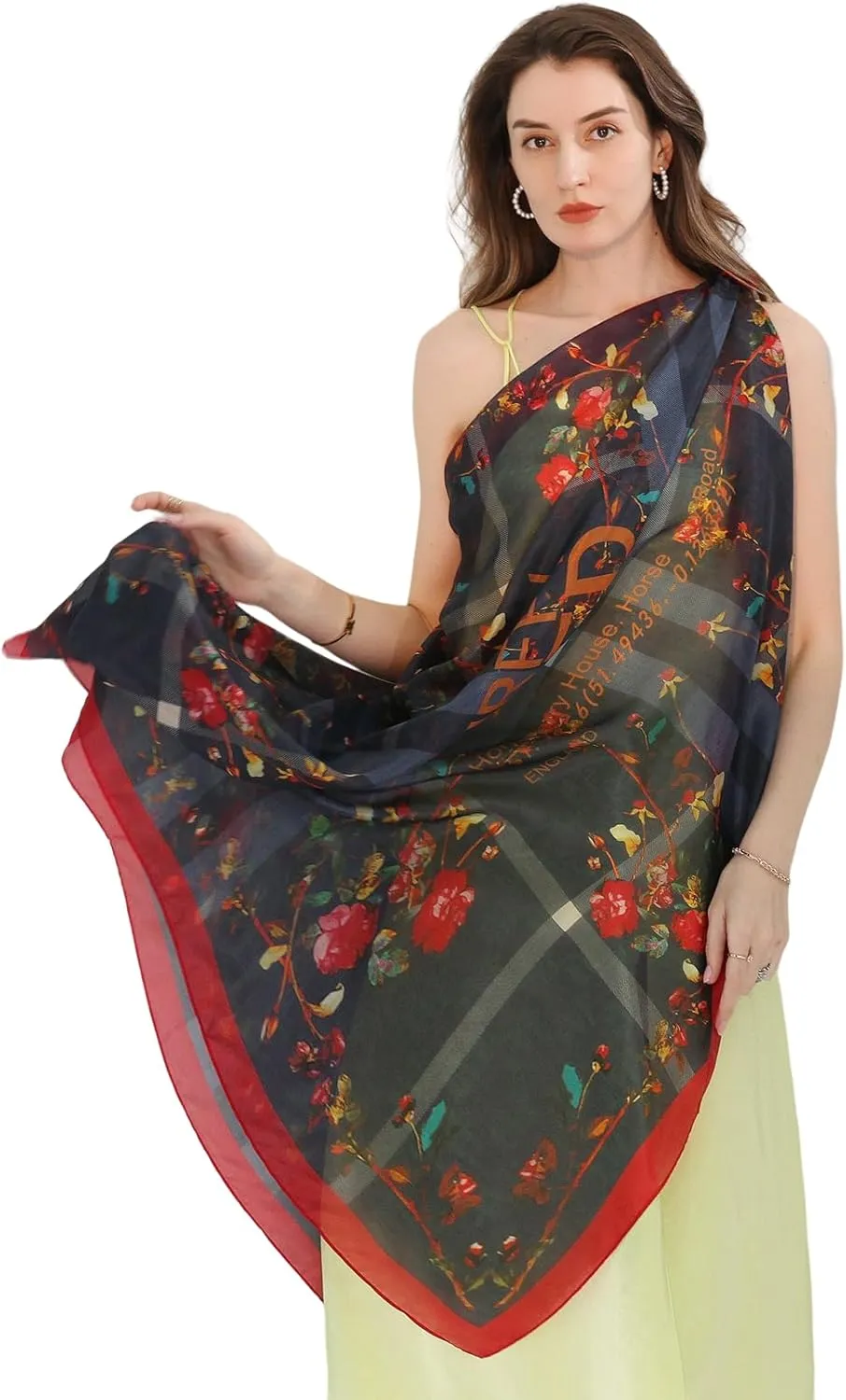 Xinmurffy Mulberry Silk Winter Travel Scarf for Women Lightweight Bandana Large Pashmina Shawls and Wraps for Evening Dresses