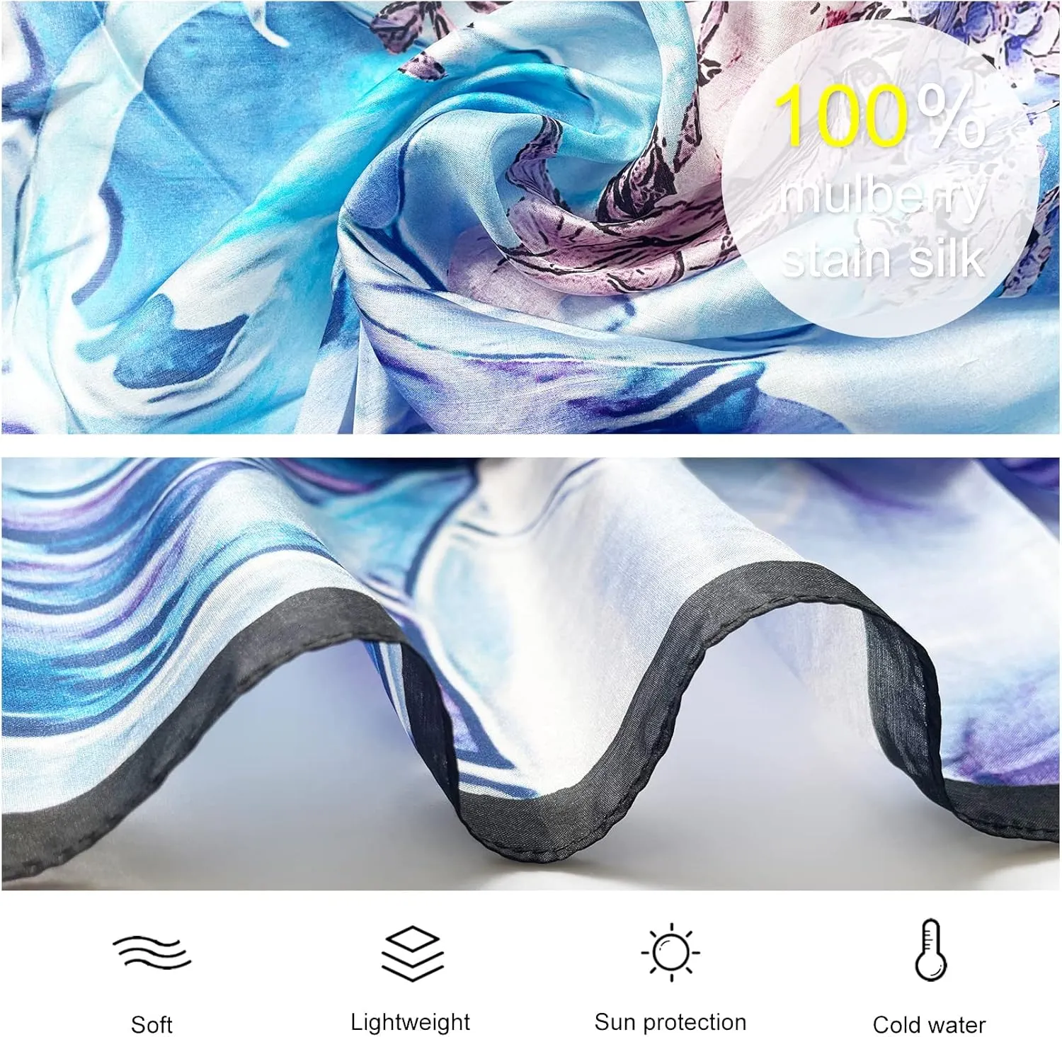 Xinmurffy Mulberry Silk Winter Travel Scarf for Women Lightweight Bandana Large Pashmina Shawls and Wraps for Evening Dresses