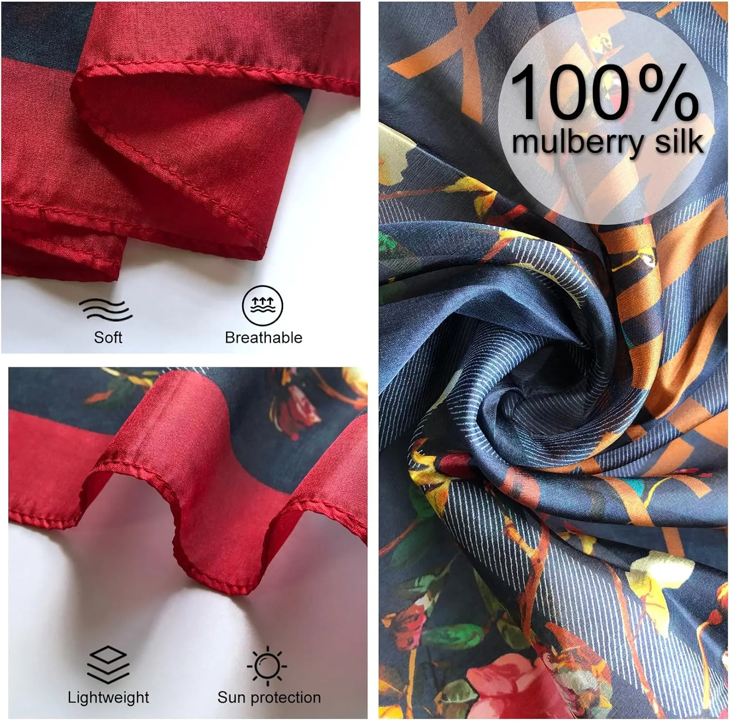 Xinmurffy Mulberry Silk Winter Travel Scarf for Women Lightweight Bandana Large Pashmina Shawls and Wraps for Evening Dresses