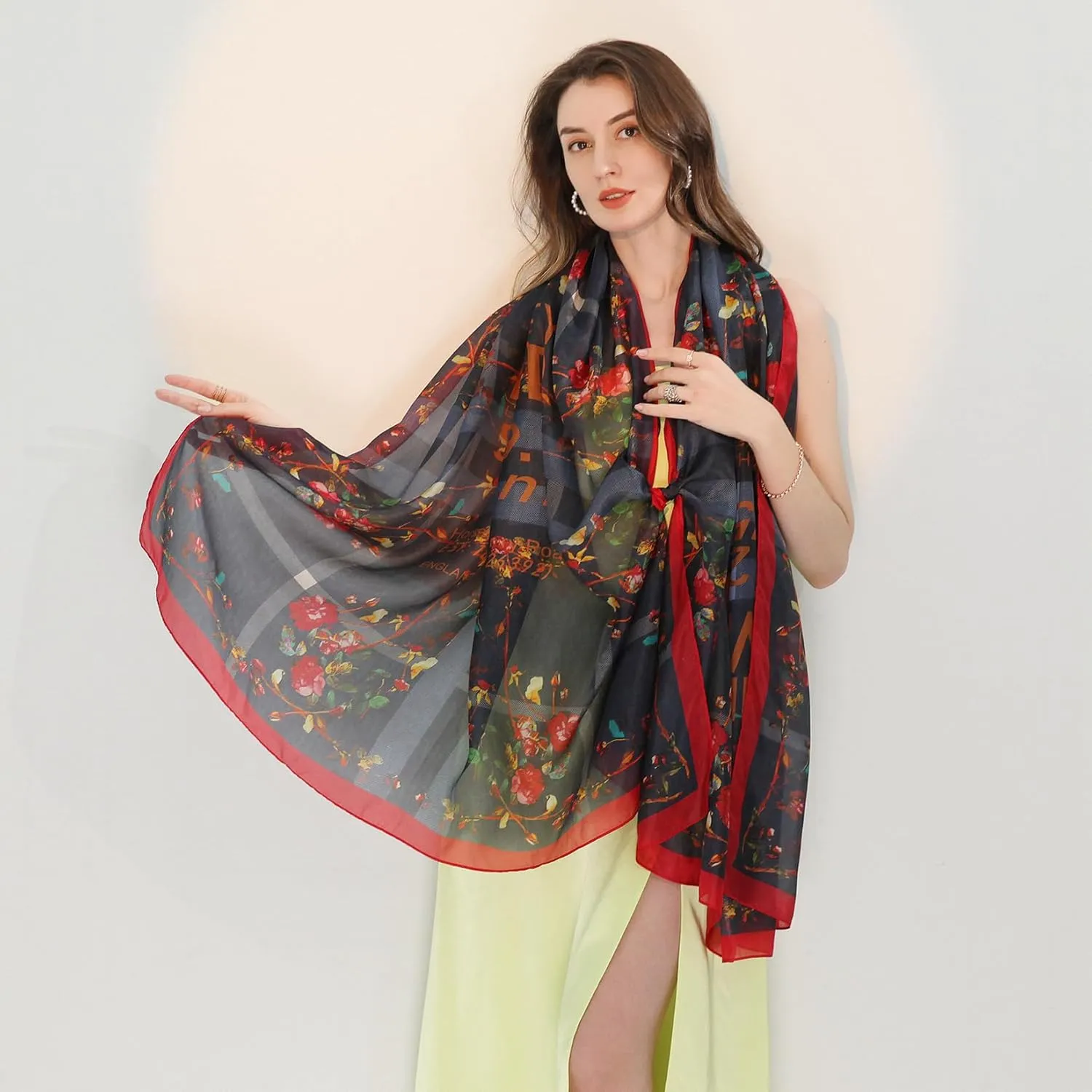 Xinmurffy Mulberry Silk Winter Travel Scarf for Women Lightweight Bandana Large Pashmina Shawls and Wraps for Evening Dresses