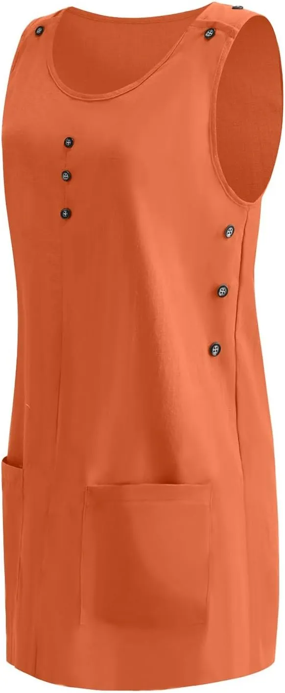 XOWRTE Summer Dress for Women Sleeveless Tank Dress with Pockets Casual Short A Line Dress Crewneck Sundress 2025