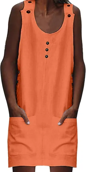 XOWRTE Summer Dress for Women Sleeveless Tank Dress with Pockets Casual Short A Line Dress Crewneck Sundress 2025