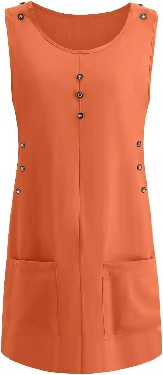 XOWRTE Summer Dress for Women Sleeveless Tank Dress with Pockets Casual Short A Line Dress Crewneck Sundress 2025