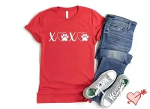 XOXO Dog Paw Red T-Shirt