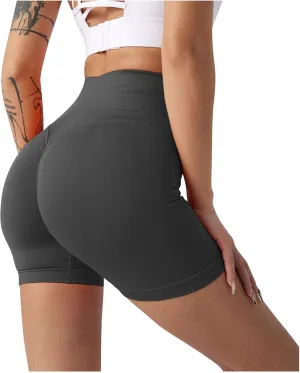 Yoga Shorts for Women High Waisted Hip Lifting Fitness Shorts Solid Color Strechy Tight Shorts Fashion Workout Shorts