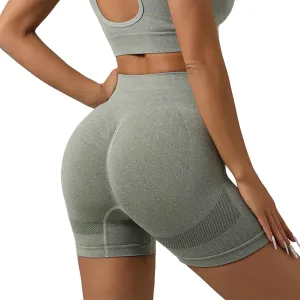 Yoga Shorts for Women Seamless High Waisted Stretchy Slim Bike Shorts Tummy Control Trendy Booty Workout Gym Shorts