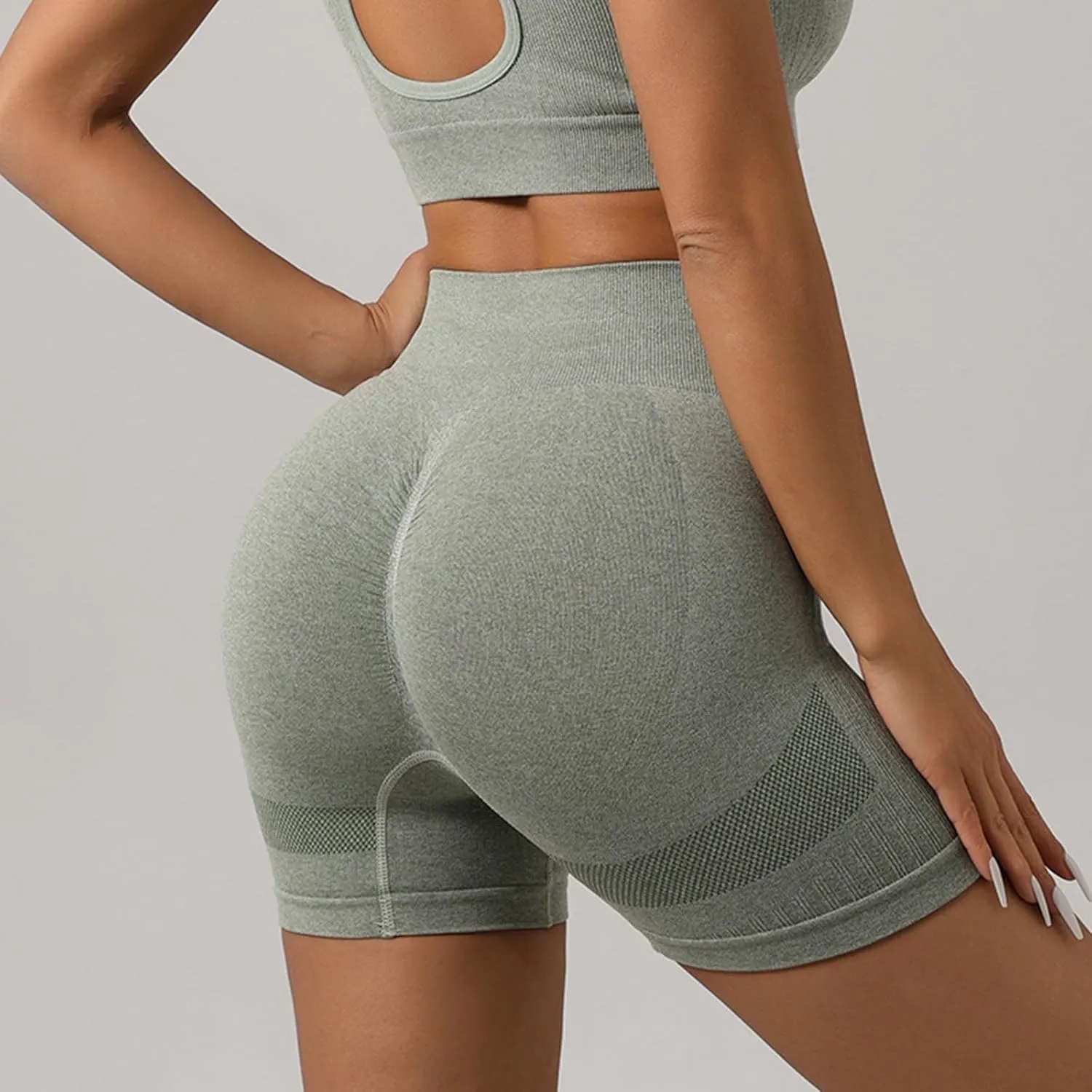 Yoga Shorts for Women Seamless High Waisted Stretchy Slim Bike Shorts Tummy Control Trendy Booty Workout Gym Shorts