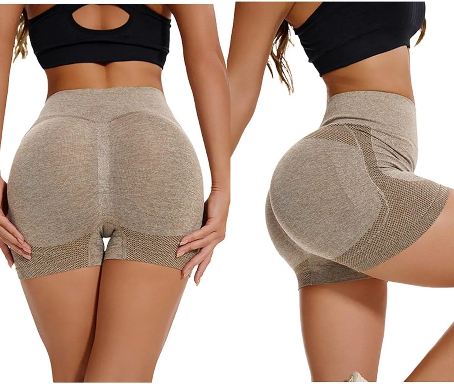 Yoga Shorts for Women Tummy Control High Waisted Elastic Athletic Booty Shorts Gym Sports Slim Solid Workout Shorts