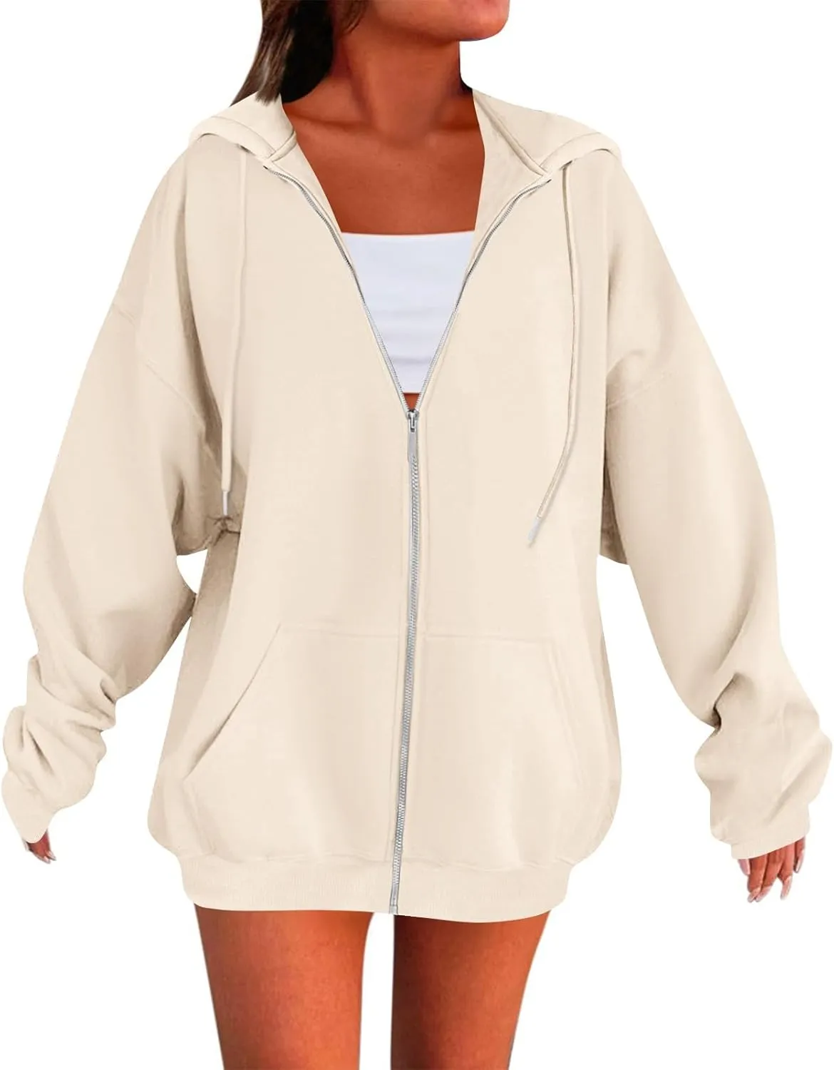 Zip Up Hoodie Women Oversized Hooded Zip Up Sweatshirt Ladies Fleece Cute Sweatshirts Sweaters Long Sleeve Sweat Shirts