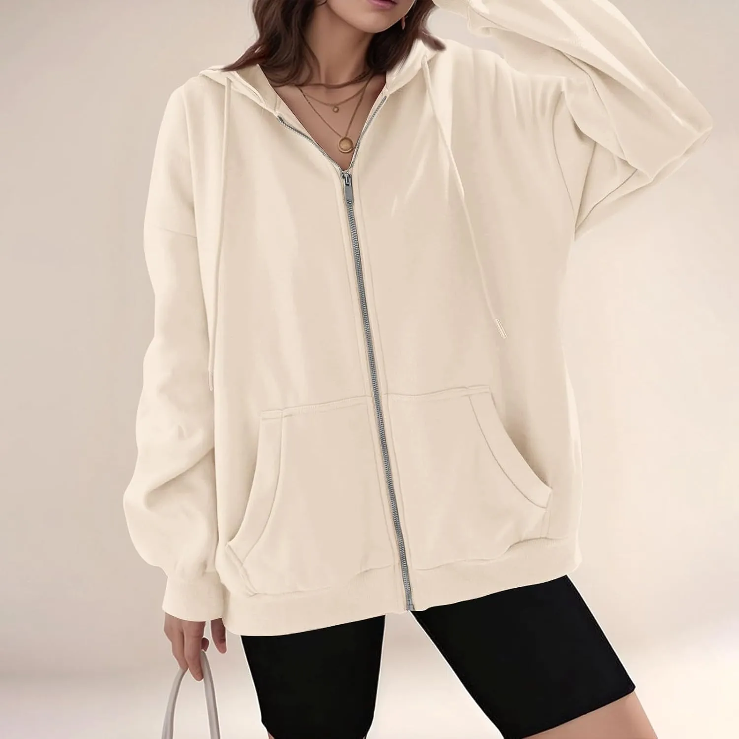Zip Up Hoodie Women Oversized Hooded Zip Up Sweatshirt Ladies Fleece Cute Sweatshirts Sweaters Long Sleeve Sweat Shirts